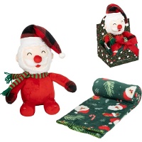 Peluche de Papá Noel con manta de 90 x 75 cm