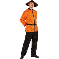 Disfraz de chino rojo y amarillo para hombre