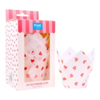 Cápsulas tulipán de papel para muffins de San Valentín - PME - 24 unidades