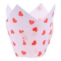 Cápsulas tulipán de papel para muffins de San Valentín - PME - 24 unidades