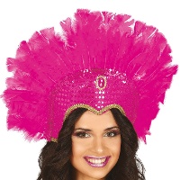 Tocado de plumas rojas