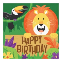 Servilletas de Aventura Safari Happy Birthday de 16,5 x 16,5 cm - 16 unidades