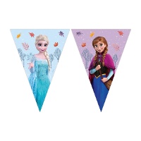 Banderín de Frozen azul con Elsa y Anna