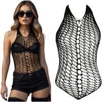 Body de rejilla negro con pedrería