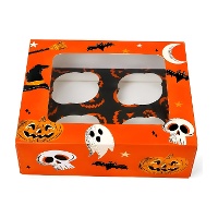 Caja para 4 cupcakes de Halloween naranja - Azucren