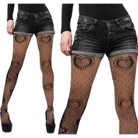 Pantys negros calados con corazones