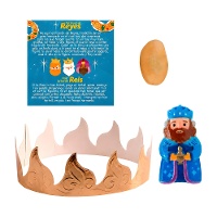 Kit para roscón de reyes: corona, haba, rey y tarjeta