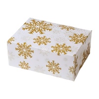 Caja para dulces de copos dorados de 18 x 13,5 x 7,5 cm
