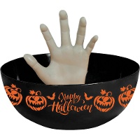 Bol de Halloween negro con mano de 25 cm