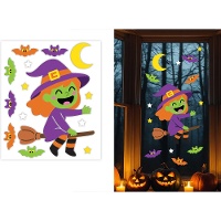 Decoración adhesiva para ventana en gel de bruja