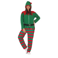 Disfraz de elfo navideño con capucha para adulto