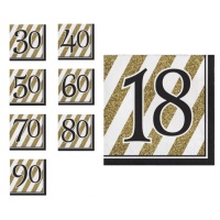 Servilletas de Golden Birthday de 16,5 x 16,5 cm - 16 unidades