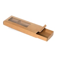 Caja para turrón kraft con ventana de 20,5 x 9 x 3 cm - Pastkolor