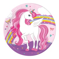 Platos de Unicornio rosa de 23 cm - 8 unidades