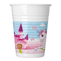 Vasos de unicornio y castillo de 200 ml - 8 unidades