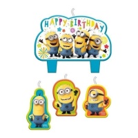 Velas de los Minions Happy Birthday - 4 unidades