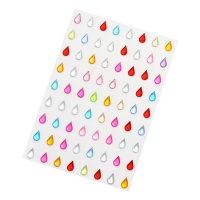 Pegatinas de cristales de lágrimas multicolor de 1 cm - 72 piezas
