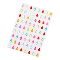 Pegatinas de cristales de lágrimas multicolor de 1 cm - 72 piezas