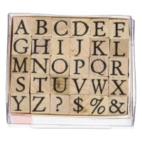 Sellos de abecedario mayúscula y símbolos de 0,9 x 3 cm - 30 unidades