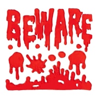 Decoración adhesiva para ventana en gel Beware con sangre