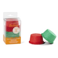 Cápsulas para cupcakes rizadas rojas y verdes - Decora - 25 unidades