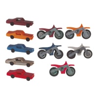 Figuras de azúcar de coches y motos - Dekora - 16 unidades
