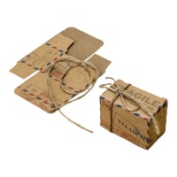 Caja de air mail con cordón rústico de 6 x 4,5 cm - 25 unidades