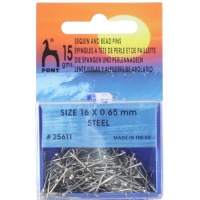 Alfileres para lentejuelas y abalorios de 16 x 0,65 mm - Pony - 15 gr