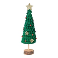 Árbol de Navidad de fieltro con estrellas doradas de 36 cm