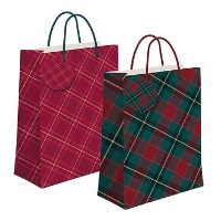 Bolsa regalo de 14 x 11,5 x 6,7 cm de tartán navideño - 1 unidad