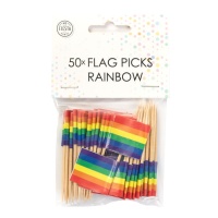 Picks de banderas arcoíris de 6,5 cm - 50 unidades