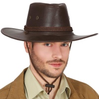 Sombrero vaquero imitación piel marrón
