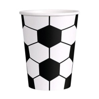 Vasos de futbol balón blanco y negro de 270 ml - 10 unidades