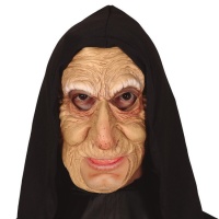 Mascara de látex de anciana con capucha