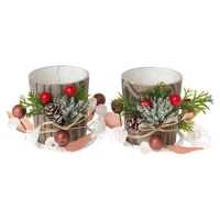 Portavelas de cristal vaso decorado con motivos navideños - 2 unidades
