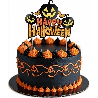 Topper para tarta de Happy Halloween con calabazas de 16 x 24 cm