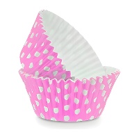 Cápsulas para cupcakes rosas con lunares - 24 unidades