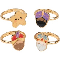 Juego de 4 anillos ajustables Reyes Magos para niños