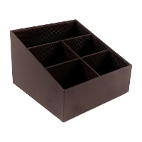 Organizador de mandos polipiel cuadrado de 18 x 18 x 12 cm - 5 compartimentos