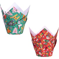 Cápsulas tulipán de papel para muffins de diseño navideño - PME - 24 unidades