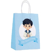 Bolsa de comunión lunares azul de 21 x 15 x 8 cm