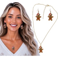Set de collar y pendientes de muñeco de jengibre