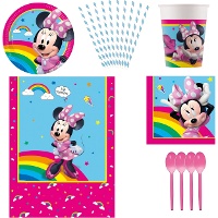 Pack para fiesta de Minnie Mouse arcoíris - 8 personas