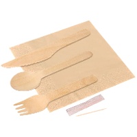 Pack de cubiertos, servilleta y palillo - 1 unidad