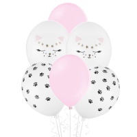 Globo de látex de gatos de 30 cm - PartyDeco - 6 unidades