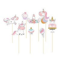 Kit para photocall de Unicornios rosas y dulces -10 unidades