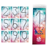 Bengala estrellitas con número de 17 cm - 1 unidad