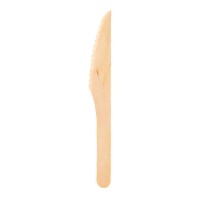 Cuchillo de madera biodegradables de 16,5 cm - 8 unidades