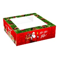 Caja de 33 x 33 x 7,5 cm para tarta decorada de Santa Claus