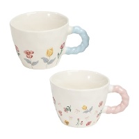 Taza de 255 ml de flores con asa trenzada - 1 unidad